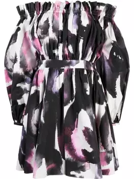 Alexander McQueen платье мини с открытыми плечами, белый