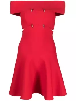 Alexander McQueen платье мини с открытыми плечами, красный