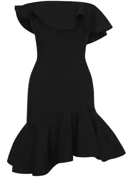 Alexander McQueen платье с оборками, черный