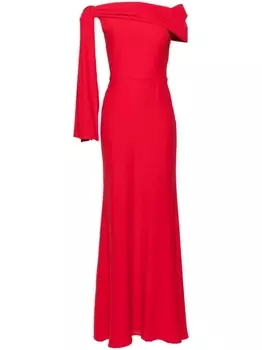 Alexander McQueen платье с открытыми плечами и драпировкой, красный
