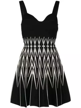 Alexander McQueen платье с узором зигзаг, черный