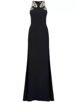 Alexander McQueen платье с вышивкой Crystal Orchid, черный