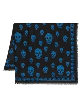 Alexander McQueen платок с бахромой и принтом Skull, черный