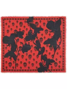 Alexander McQueen платок с принтом Skull, красный