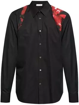 Alexander McQueen поплиновая рубашка Harness, черный