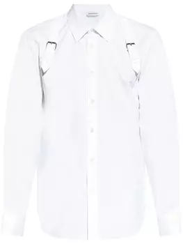 Alexander McQueen поплиновая рубашка с пряжкой, белый