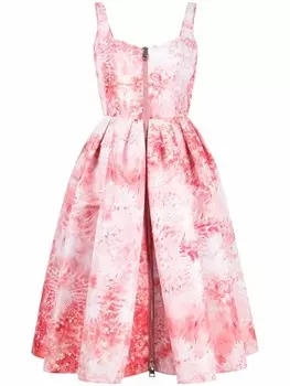 Alexander McQueen расклешенное платье с принтом, красный