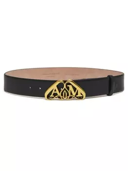 Alexander McQueen ремень с пряжкой Seal, черный