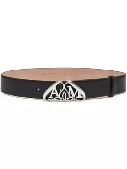 Alexander McQueen ремень с пряжкой Seal, черный
