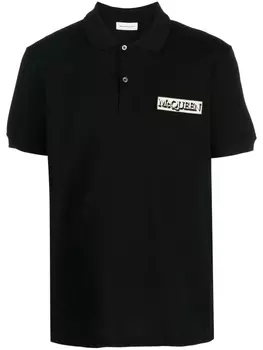 Alexander McQueen рубашка поло с нашивкой-логотипом, черный