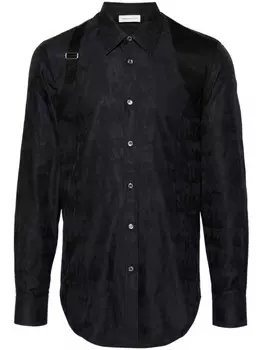 Alexander McQueen рубашка с декоративной пряжкой, черный