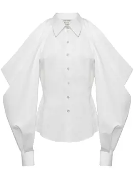 Alexander McQueen рубашка с драпировкой на рукавах, белый