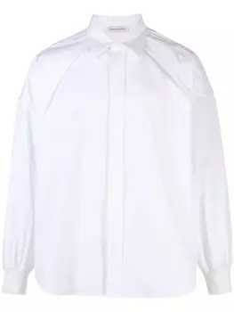 Alexander McQueen рубашка с манжетами в рубчик, белый