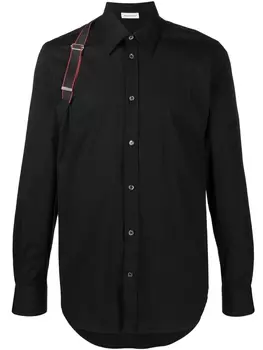 Alexander McQueen рубашка с ремешком на плече, черный