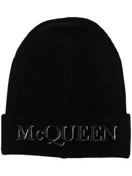 Alexander McQueen шапка бини с вышитым логотипом, черный