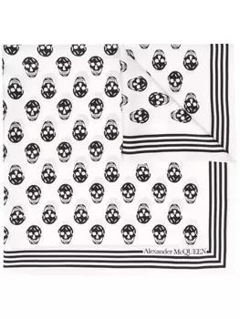 Alexander McQueen шарф с принтом Biker Skull, белый