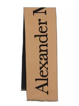 Alexander McQueen шарф вязки интарсия с логотипом, нейтральный цвет