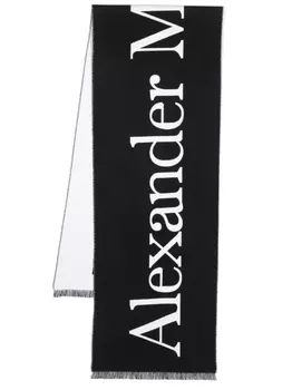 Alexander McQueen шарф вязки интарсия с логотипом, черный