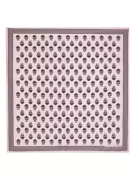 Alexander McQueen шелковый платок с принтом Biker Skull, розовый