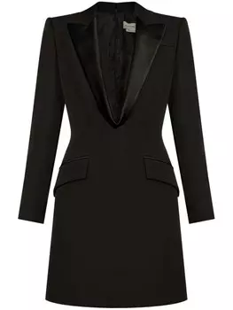Alexander McQueen шерстяное платье с заостренными лацканами, черный