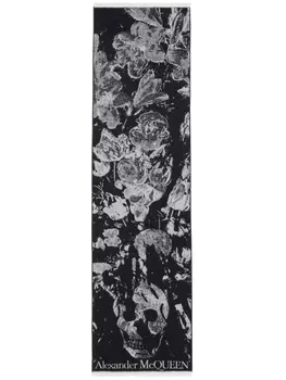 Alexander McQueen шерстяной шарф Flower Bloom, черный