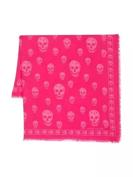 Alexander McQueen шерстяной шарф с принтом Skull, розовый