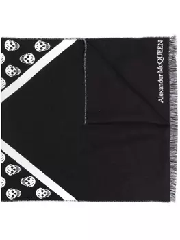 Alexander McQueen шерстяной шарф с принтом Skull, черный