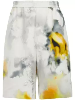 Alexander McQueen шорты-бермуды Obscured Flower, нейтральный цвет