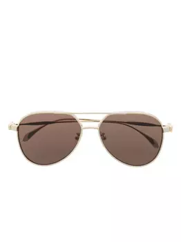 Alexander McQueen солнцезащитные очки-пилоты с затемненными линзами, золотой