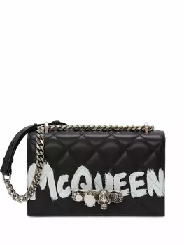 Alexander McQueen стеганая сумка через плечо с логотипом, черный