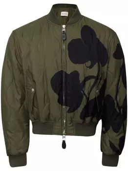 Alexander McQueen стеганый бомбер Orchid, зеленый