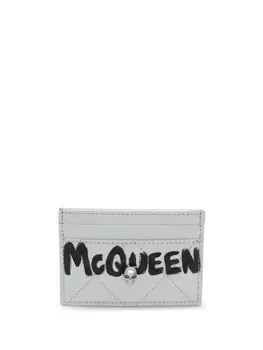 Alexander McQueen стеганый картхолдер с логотипом, белый