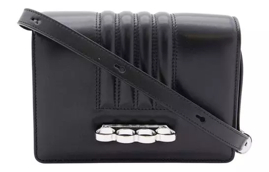 Alexander McQueen Сумка через плечо FOUR RING из кожи, женская, черная