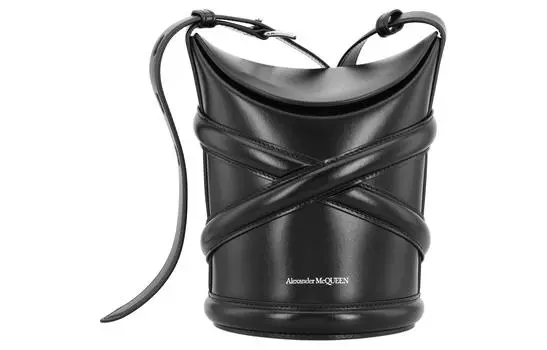 Alexander McQueen Сумка CURVE BAG из телячьей кожи, женская, через плечо, черная