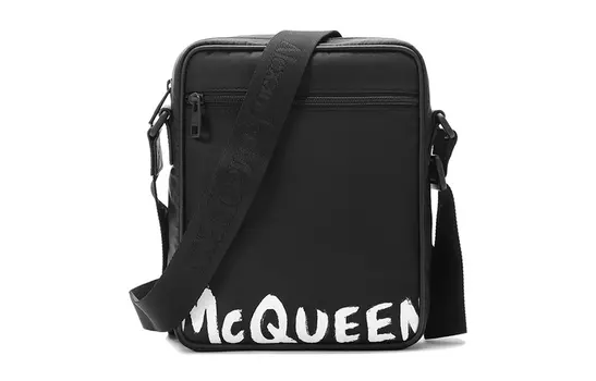 Alexander McQueen Сумка-мессенджер из ткани, сумка через плечо, мужская, черная
