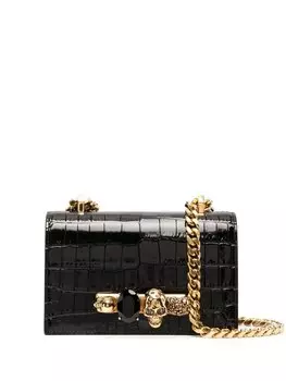 Alexander McQueen сумка-сэтчел Jewelled с тиснением под кожу крокодила, черный