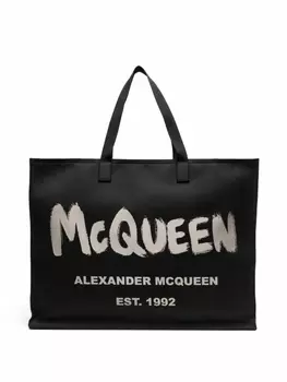 Alexander McQueen сумка-тоут с логотипом, черный