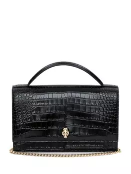 Alexander McQueen сумка-тоут Skull с тиснением под крокодила, черный