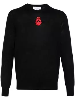 Alexander McQueen свитер с вышивкой, черный