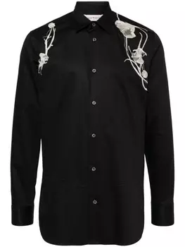 Alexander McQueen тисненая рубашка с упряжью, черный