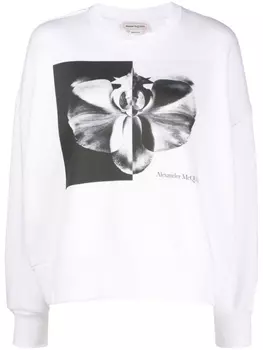 Alexander McQueen толстовка с цветочным принтом, белый