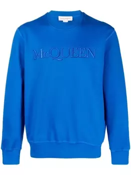 Alexander McQueen толстовка с вышитым логотипом, синий