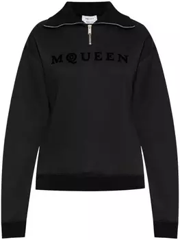 Alexander McQueen толстовка с вышитым логотипом, синий