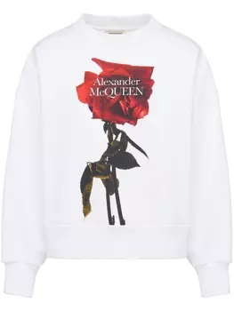 Alexander McQueen толстовка Shadow Rose с рукавами кокон, белый