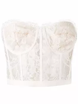 Alexander McQueen топ-бюстье с цветочным кружевом, белый
