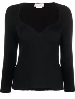 Alexander McQueen топ на косточках, черный