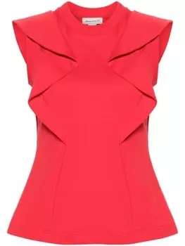 Alexander McQueen топ с оборками, красный