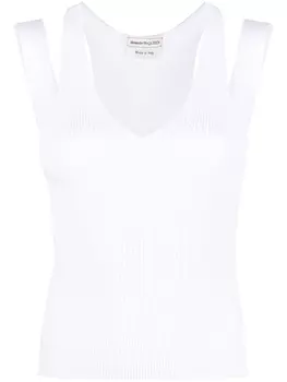 Alexander McQueen топ с вырезами, белый