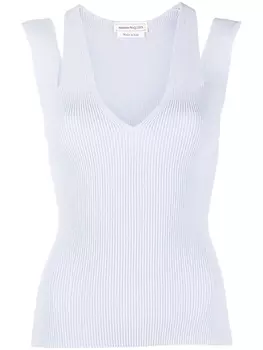 Alexander McQueen топ в рубчик, синий