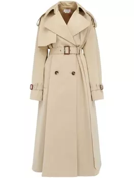 Alexander McQueen тренч Military с поясом, нейтральный цвет